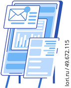 Information in newsletter in digital envelope. Online subscription for news, newspapers electronic publication for subscribers. Receives email via internet. File document data analysis. Unread message. Information in newsletter in digital envelope. Online subscription for news, newspapers, electronic publication. Стоковая иллюстрация, агентство Ingram Publishing / Фотобанк Лори