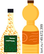 Aerated sweet drink, sparkling fruit-flavored beverage. Set of plastic bottles with lemonades, fizzy drinks. Sweet soft drink, carbonated liquid. Soda vector illustration. Aerated sweet drink, sparkling fruit-flavored beverage. Set of plastic bottles with lemonades. Стоковая иллюстрация, агентство Ingram Publishing / Фотобанк Лори