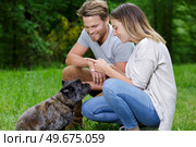 couple training dog in park. Стоковое фото, агентство Ingram Publishing / Фотобанк Лори
