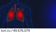 Human lungs surgery operation low poly. Medicine, disease, drug treatment, painful area. Polygonal human lungs with area of pain. Organ of human respiratory system. Bronchitis, pneumonia diagnostics. Polygonal lungs with painful area. Human respiratory system organ. Bronchitis, pneumonia diagnostics. Стоковая иллюстрация, агентство Ingram Publishing / Фотобанк Лори
