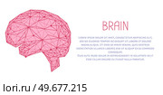 Polygonal human brain made of red lines and dots. Medical research of internal organs, innovative approach concept. Organ of human central nervous system. Modern depiction of organ regulating body. Organ of human central nervous system. Modern depiction of brain made of red lines and dots. Стоковая иллюстрация, агентство Ingram Publishing / Фотобанк Лори