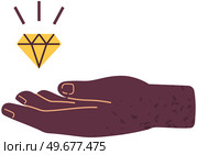 Shining diamond, gem levitates over hand. Precious stone, expensive brilliant. Outline of flying gem. Symbol of wealth, value, success. Gemstone, yellow crystal, luxury stone over human palm. Gemstone, yellow crystal, luxury precious stone over human palm. Shining diamond, gem levitating. Стоковая иллюстрация, агентство Ingram Publishing / Фотобанк Лори