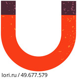 Device attracting and repelling iron or steel objects. Magnet with magnetic field. Red magnetizing item. Piece of iron ore or steel to magnetize. Single pole magnet isolated on white background. Device attracting and repelling iron or steel objects. Single pole magnet with magnetic field. Стоковая иллюстрация, агентство Ingram Publishing / Фотобанк Лори