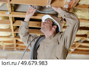 mounting for an electric cable in ceiling. Стоковое фото, агентство Ingram Publishing / Фотобанк Лори