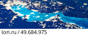 Middle East tilt shift panorama. Elements of this image furnished by NASA. 3d rendering. Middle East tilt shift panorama. Стоковое фото, агентство Ingram Publishing / Фотобанк Лори
