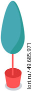 Decorative topiary tree in pot isolated at white background. Houseplant in flowerpot. Indoor or outdoor decorative tree with round crown. Domestic greenery. Vector icon for logo, website or apps. Decorative topiary tree in pot isolated at white background, houseplant in flowerpot, outdoor decor. Стоковая иллюстрация, агентство Ingram Publishing / Фотобанк Лори