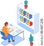 Office staff, manager work and communication. Office worker at the table. Business employees on their workspace. Co-worker. Businessman or a clerk working at his office workplace. Business employees on their workspace. Co-worker. Businessman or a clerk. Стоковая иллюстрация, агентство Ingram Publishing / Фотобанк Лори