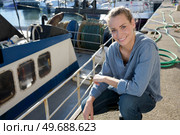 female worker vessel ship in harbor. Стоковое фото, агентство Ingram Publishing / Фотобанк Лори