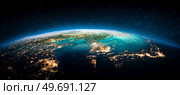 Korea and Japan from space. Elements of this image furnished by NASA. 3d rendering. Korea and Japan from space. Стоковое фото, агентство Ingram Publishing / Фотобанк Лори