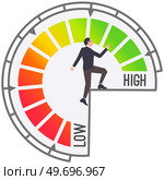 Personal development plan for career success, build specialist skill or competence to motivate and achieve business target concept, man walk up staircase on scale from low to high to achieve target. Personal development for career success, build specialist skill motivate and achieve business target. Стоковая иллюстрация, агентство Ingram Publishing / Фотобанк Лори