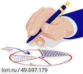 Financial accounting and work with statistics concept. Business process diagram on paper sheet. Data analysis, audit, project management, marketing research concept. Analytics for graphs and charts. Financial accounting and work with statistics concept. Business process diagram on paper sheet. Стоковая иллюстрация, агентство Ingram Publishing / Фотобанк Лори