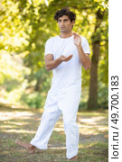 handsome man practicing thai chi. Стоковое фото, агентство Ingram Publishing / Фотобанк Лори