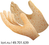 Hand drawn cupped hands illustration. Raised hands vector concept, request and prayer. Volunteering charity, votes, support, hope and peace. Vector human open hands isolated on white background. Hand drawn cupped hands illustration. Raised hands vector concept request and prayer hope and peace. Стоковая иллюстрация, агентство Ingram Publishing / Фотобанк Лори