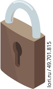 Lock with keyhole isolated vector illustration. Concept of protection. Security padlock, private territory symbol, stop sign. Warning and safety equipment protects against penetration of strangers. Lock with keyhole isolated illustration. Concept of protection. Security design, private territory. Стоковая иллюстрация, агентство Ingram Publishing / Фотобанк Лори