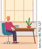 Office staff, manager work and communication. Office worker at the table. Business employees on their workspace. Co-worker. Businessman or a clerk working at his office workplace flat style. Business employees on their workspace. Co-worker. Businessman or a clerk. Стоковая иллюстрация, агентство Ingram Publishing / Фотобанк Лори