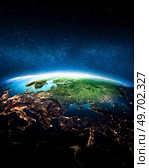 Europe at night. Elements of this image furnished by NASA. 3d rendering. Europe at night. Стоковое фото, агентство Ingram Publishing / Фотобанк Лори