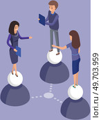 Business people with different skills connecting together online and working on same project, remote working and freelancing concept. Corporate worker, business people communicate in social network. Business people with different skills connecting together online and working on same project. Стоковая иллюстрация, агентство Ingram Publishing / Фотобанк Лори