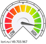 Color scale with arrow from no to max and change in indicators. Measuring device icon tachometer, speedometer, quality detector. Colorful infographic gauge element from poor to good, speed changes. Color scale with arrow from no to max and change in indicators. Measuring device icon tachometer. Стоковая иллюстрация, агентство Ingram Publishing / Фотобанк Лори