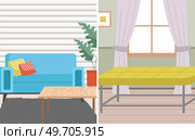 Soft couch. Leisure furniture. Sofa or divan. Arrangement of furniture and layout premises. Living room interior design sofa element. Comfortable lounge. Modern model of settee icon. Luxury divan. Soft couch with colorful pillows vector illustration. Sofa isolated. Стоковая иллюстрация, агентство Ingram Publishing / Фотобанк Лори
