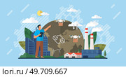 Automation business. Vector illustration. Open automation architecture, open source robotics soft, free delivery concept User connecting with delivery soft and sharing data with cyber-physical system. Open automation architecture, open source robotics soft, free delivery concept. Стоковая иллюстрация, агентство Ingram Publishing / Фотобанк Лори