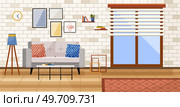 Home office. Interior vector illustration. Work from home. Room functional and comfortable workspace for extended periods Workspace designed to adapt to changing work needs and preferences Furniture. Home office. Work from home. Rearranged furniture in flat to create more space Office had open floor plan, encouraging. Стоковая иллюстрация, агентство Ingram Publishing / Фотобанк Лори