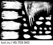 set of vector EPS10 brush stroke stains. Detailing grunge texture. Collection of hand drawn brushes, high quality trace. vector ink brush stains, set. Стоковая иллюстрация, агентство Ingram Publishing / Фотобанк Лори