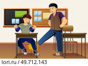 A vector illustration of Student Bullying His Friend. Стоковая иллюстрация, агентство Ingram Publishing / Фотобанк Лори