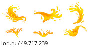 Water and juice splash liquide. Vector Illustration. A spill shape, testament to unpredictable beauty of chaos A orange splash, sudden burst of aquatic joy Fresh juice splashed, colorful spectacle. Water and juice splash liquide. A dripped droplet, small player in grand scheme of fluid movement A spill orange shape. Стоковая иллюстрация, агентство Ingram Publishing / Фотобанк Лори
