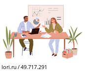 People office work. Vector illustration. Office workers adapt to changes and embrace new technologies in office work A worker employee demonstrates dedication and loyalty to their role in office. People office work. Office workers collaborate on projects to deliver high-quality results A worker employee takes. Стоковая иллюстрация, агентство Ingram Publishing / Фотобанк Лори