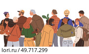 Big queue. Many multitude people. Vector illustration. The queue group started game to keep themselves entertained The crowd people eagerly anticipated release highly-anticipated product The queue. Big queue. The queue group at back eagerly anticipated reaching front The crowd queuing at concert venue buzzed. Стоковая иллюстрация, агентство Ingram Publishing / Фотобанк Лори