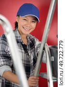 woman contractor smiling at camera. Стоковое фото, агентство Ingram Publishing / Фотобанк Лори