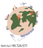 International logistic. Global delivery export. Vector. Export and import shipping bring variety products to consumers around globe Global logistic solutions facilitate movement goods across countries. International logistic. Vector fundamental in business operations. Export and import shipping bring variety products. Стоковая иллюстрация, агентство Ingram Publishing / Фотобанк Лори
