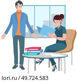 Office workers. Vector illustration. Teamwork enhances problem-solving and decision-making processes In team meeting, strategies are devised and action plans are formulated Office workers strive. Office workers. In team meeting, ideas are brainstormed and decisions are made collectively Office workers support each. Стоковая иллюстрация, агентство Ingram Publishing / Фотобанк Лори