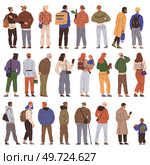 Big queue. Many multitude people. Vector illustration. The crowd people represented diverse mix ages and backgrounds The queue group chatted animatedly, forming new connections while waiting. Big queue. The crowd people extended down street, attracting attention from passersby The queue moved slowly, but crowd. Стоковая иллюстрация, агентство Ingram Publishing / Фотобанк Лори