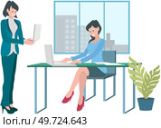 Office workers. Vector illustration. A business person stays updated on industry trends and market conditions The office workplace fosters collaboration and knowledge sharing Teamwork promotes synergy. Office workers. A worker employee takes pride in their work and strives for excellence An office manager implements. Стоковая иллюстрация, агентство Ingram Publishing / Фотобанк Лори