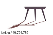 Stool, classic furniture for kitchen or living room. Home interior element, modern stool, sitting object. Threelegged backless tabouret with shadow on floor. Low chair isolated on white background. Home interior element, modern stool, sitting object. Threelegged backless tabouret, low chair. Стоковая иллюстрация, агентство Ingram Publishing / Фотобанк Лори