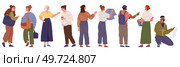 People in public laundry room washing clothes, flat vector illustration. Set of diverse characters loading dirty clothes in laundromat, holding basket of dirty laundry, talking in waiting room. People in public laundry room washing clothes, flat vector illustration. Set of diverse characters. Стоковая иллюстрация, агентство Ingram Publishing / Фотобанк Лори