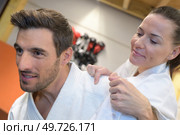 two martial arts fighters practicing indoors. Стоковое фото, агентство Ingram Publishing / Фотобанк Лори