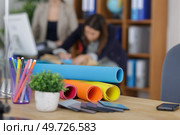 a blue print in office. Стоковое фото, агентство Ingram Publishing / Фотобанк Лори