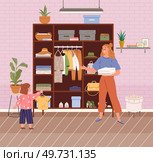 Clothing care. Vector illustration. Reusable clothing items help reduce our carbon footprint Caring for your clothes demonstrates responsibility and mindfulness Good hygiene starts with clean. Clothing care. Wash your clothes in cold water to conserve energy. Reuse old fabric scraps for creative DIY projects. Стоковая иллюстрация, агентство Ingram Publishing / Фотобанк Лори