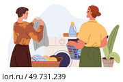 Laundry. Vector illustration. Sorting clothes by color prevents fading Air-drying clothes conserves energy Athletic apparel requires specialized laundering Detergent selection depends on fabric. Laundry. The laundry metaphor represents personal transformation. Cleaning products enhance laundry experience. Стоковая иллюстрация, агентство Ingram Publishing / Фотобанк Лори