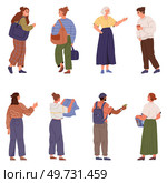 People talk when meet, friendly or work communication vector illustration. Cartoon man and woman friend character talking, businessman and lady solve work task isolated on white. Passersby on street. People talk when meet, men and women isolated, friendly or work communication. Passersby on street. Стоковая иллюстрация, агентство Ingram Publishing / Фотобанк Лори