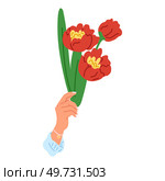 Hands pose vector illustration. The gesticulations speaker added emphasis to their words The human body part stood out most during performance was hands. Hand with flowers. Hands pose. The visible gestures actor enhanced emotional impact scene. Стоковая иллюстрация, агентство Ingram Publishing / Фотобанк Лори