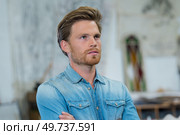 portrait of factory worker in workshop. Стоковое фото, агентство Ingram Publishing / Фотобанк Лори