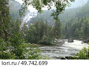 Водопад Учар и река Чульча , Алтайский заповедник, Республика Алтай. Стоковое фото, фотограф Римма Тельнова / Фотобанк Лори