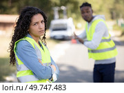 upset couple after a car accident. Стоковое фото, агентство Ingram Publishing / Фотобанк Лори