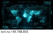 World map with detailed geographic features and grid layout displayed on a vibrant blue background. Стоковое AI-изображение, AI-художник Михаил Коханчиков / Фотобанк Лори