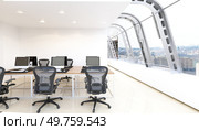 Modern office space with sleek design and technology. 3d render. Modern office space with sleek design. Стоковое фото, агентство Ingram Publishing / Фотобанк Лори