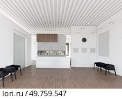 Modern reception area with minimalist design and bookshelves. (3d render). Modern reception area 3d. Стоковое фото, агентство Ingram Publishing / Фотобанк Лори