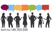 People talking. Vector illustration. Negotiations are means for people to find mutually beneficial solutions through communication Debates encourage critical thinking and help people refine. People talking. Open and honest communication is essential for fostering healthy human relationships. Стоковая иллюстрация, агентство Ingram Publishing / Фотобанк Лори